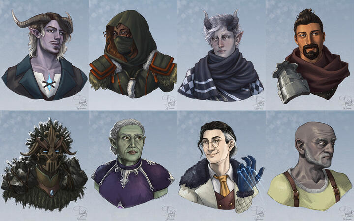 Portraits (full D&D party)