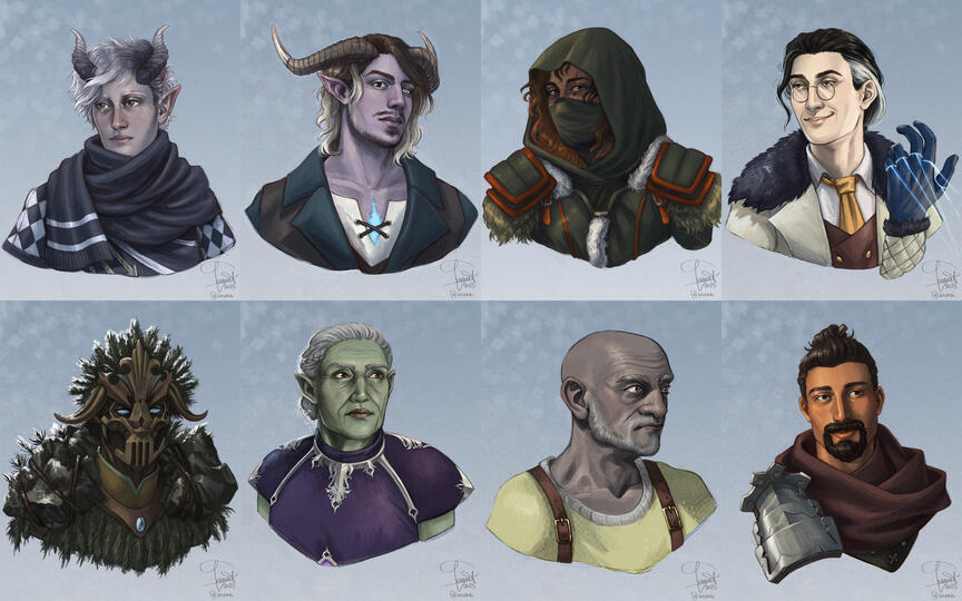 Portraits (full D&D party)